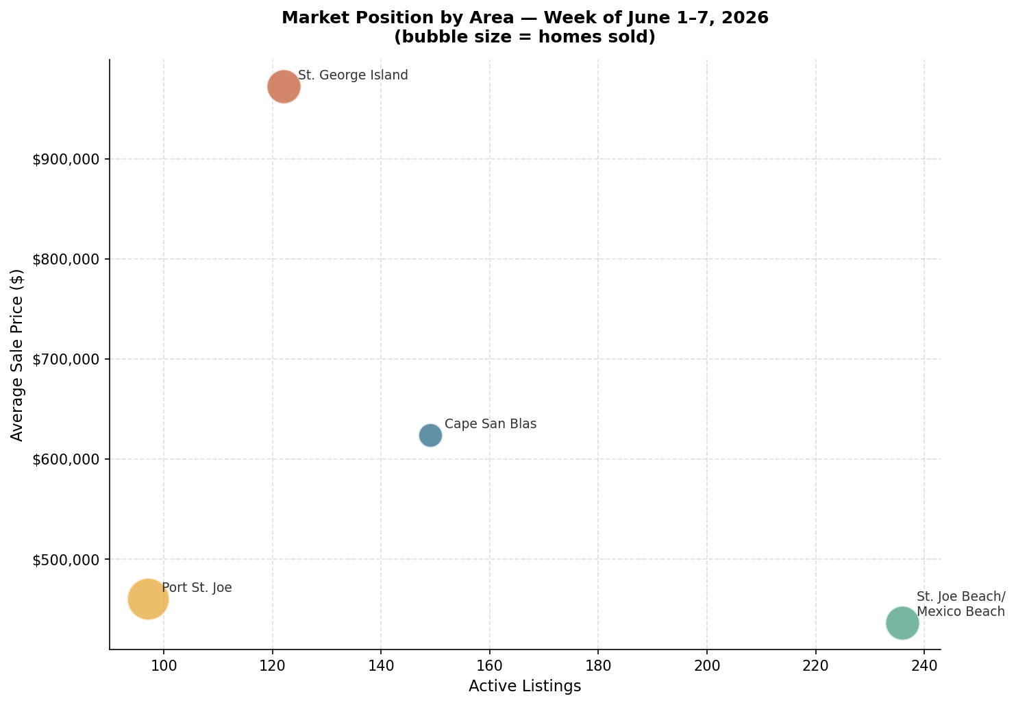 Forgotten Coast market position bubble chart